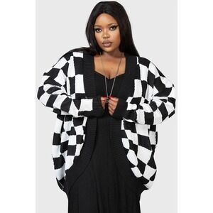 Killstar your move cardigan sweater checkered black white